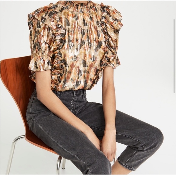 NWT Ba&sh Gilda Metallic Blouse Size 3 - Picture 4 of 9